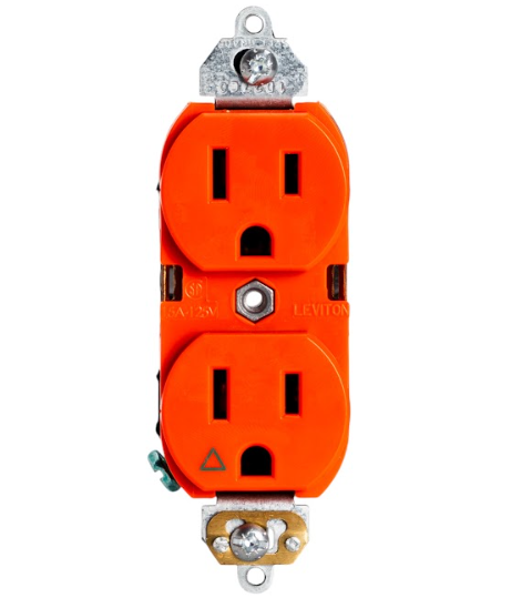 TOMA DOBLE T/AISLADA 15A 125V NARANJA LEVITON