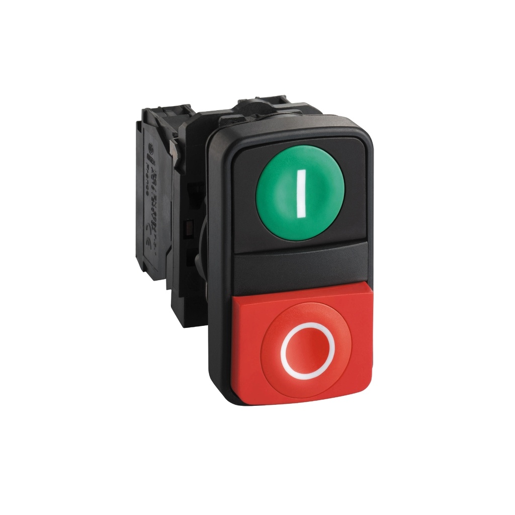 PULSADOR DOBLE 1NA+1NC VERDE-ROJO SCHNEIDER