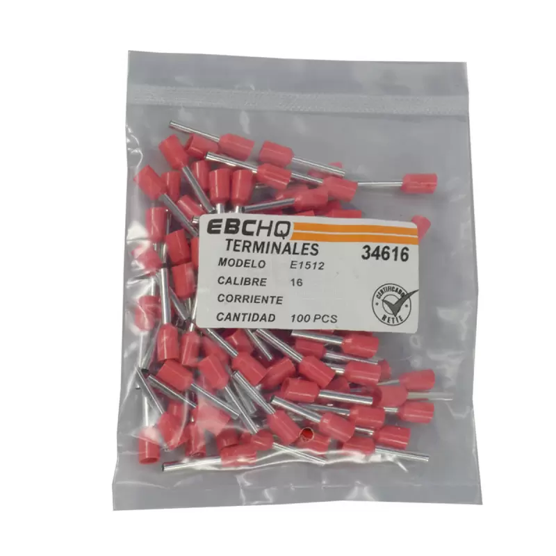 TERMINAL 16AWG PUNTERA ROJO OJO EBC