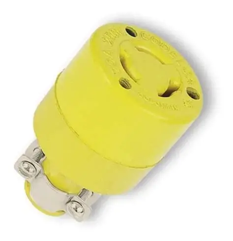 [C-025] TOMA AEREA 20A 250V SEGURIDAD AMARILLA COLDELCA