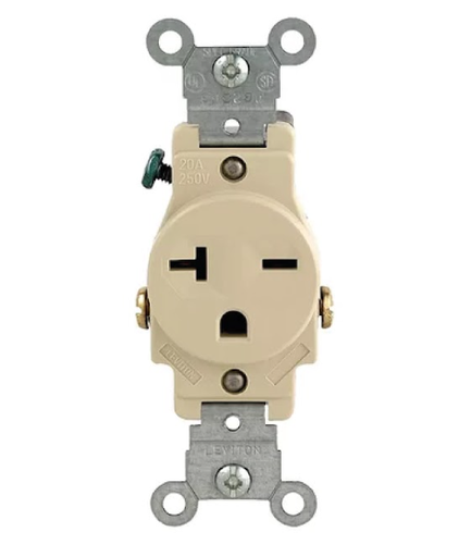 [5821-I] TOMA SENCILLA P/TIERRA 20A 250V C/CHINO LEVITON