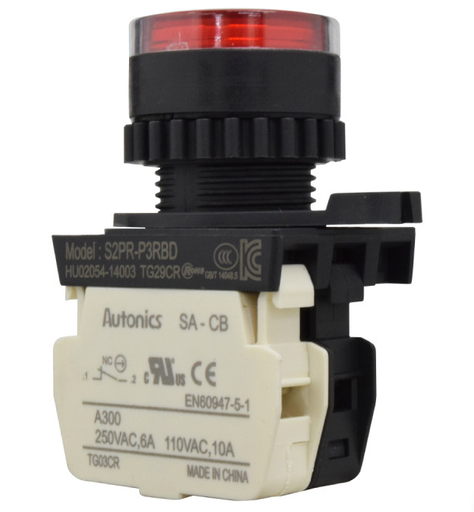 [S2PR-P3RBD] PULSADOR ROJO NC+LED 12-24 VDC/AC