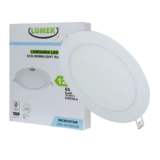 [066LUK050] PANEL 12W INCRUSTA LED REDONDO 100-240V 6000K