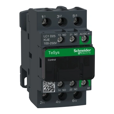 [LC1D25KUE] CONTACTOR 25AMP AC3 100-250VAC/DC SCHNEIDER 