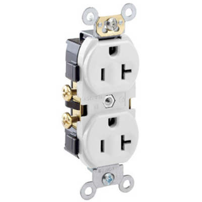 [CR20W] TOMA DOBLE P/TIERRA 20A 125V BLANCO LEVITON P.T
