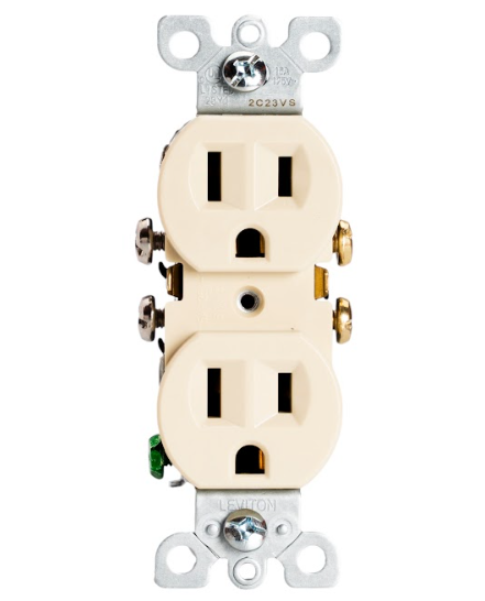 TOMA DOBLE P/TIERRA MARFIL LEVITON