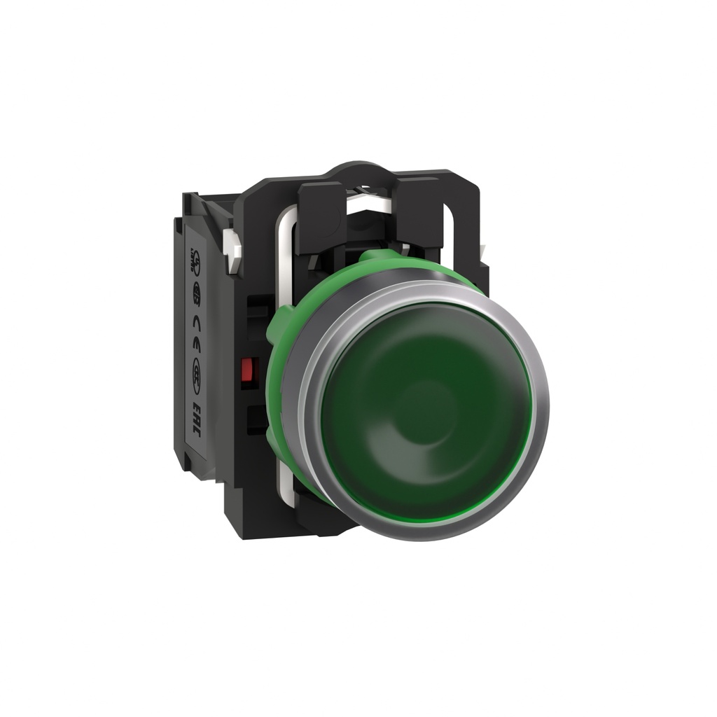 PULSADOR LUMINOSO LED VERDE 120VAC+1NC