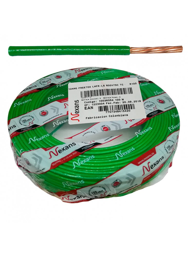 CABLE 12 AWG LSHF VERDE 600V