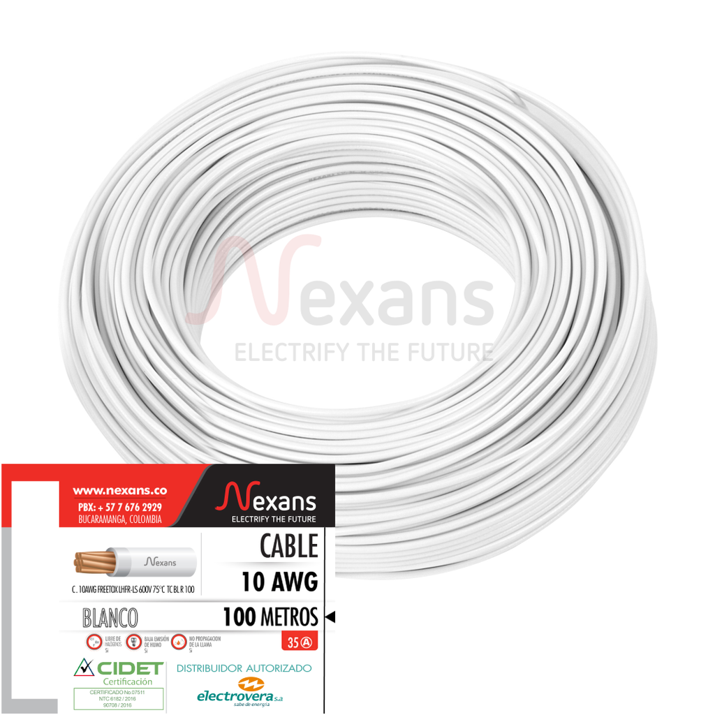 CABLE 10 AWG LSHF BLANCO 600V