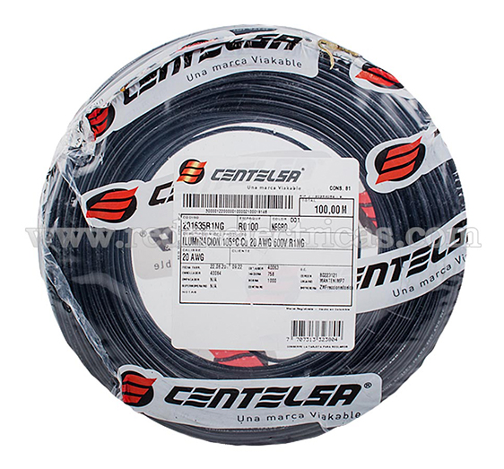 CABLE 20 ILUMINACION 105C Cu 20 (J) 600V NEGRO