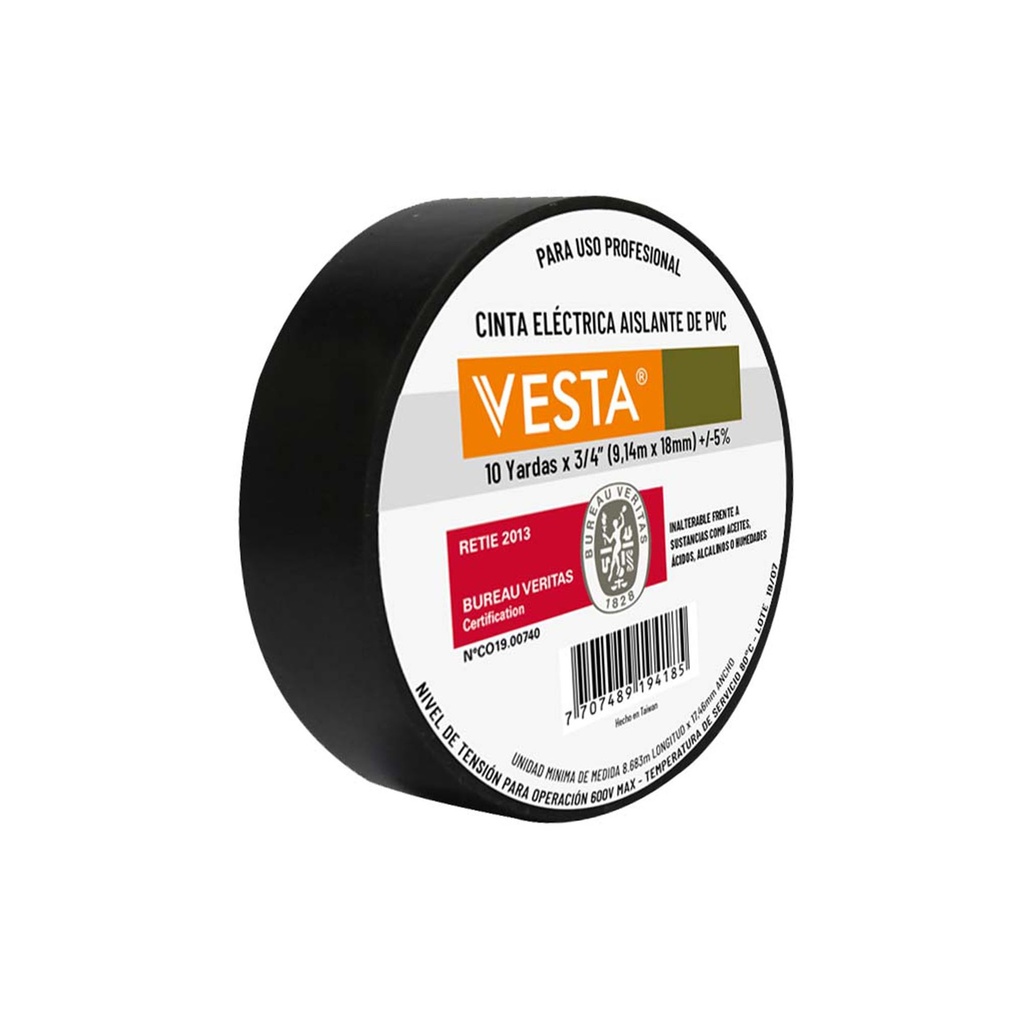 CINTA 20M AISLANTE NEGRA VESTA