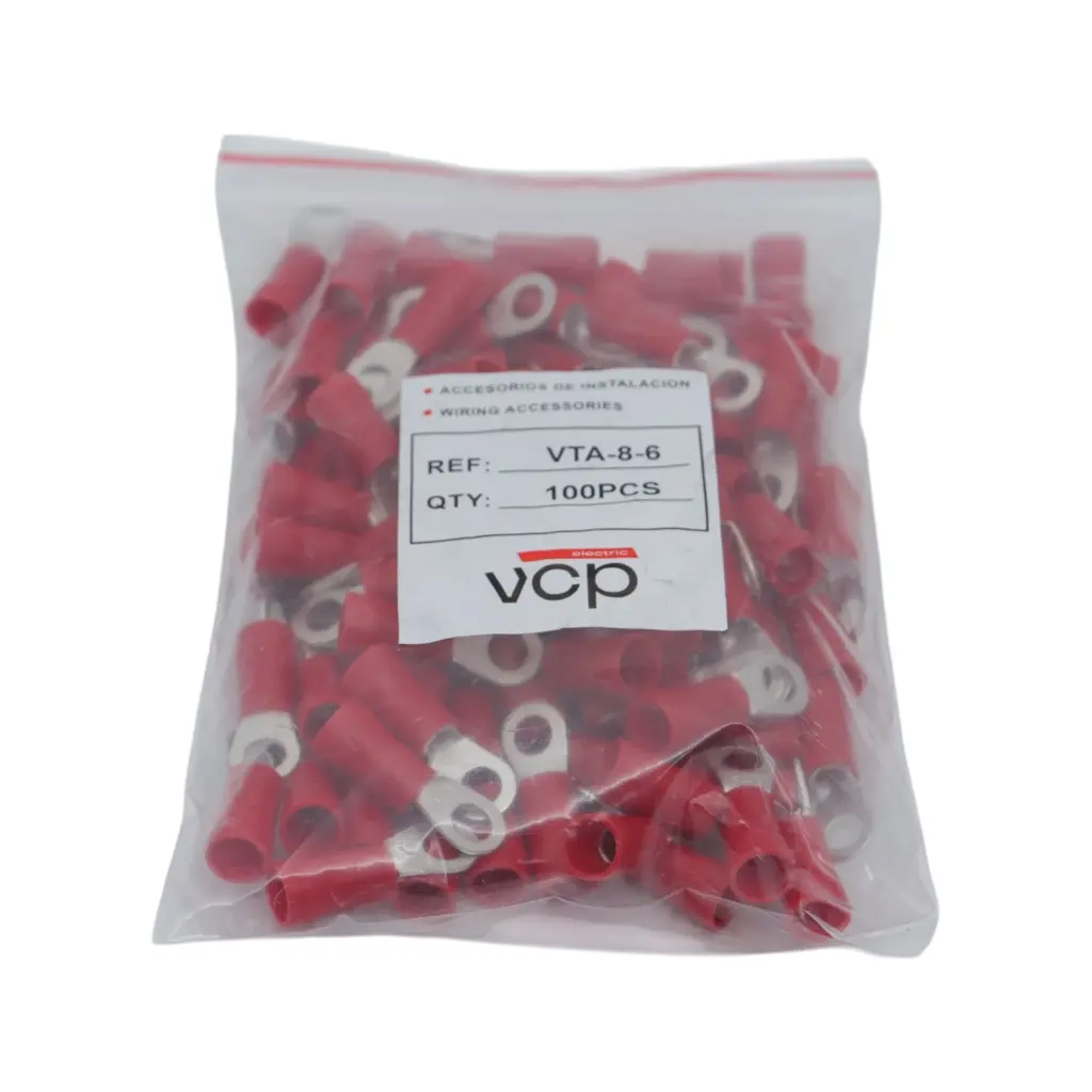 TERMINAL 8 AWG OJO 1/4 ROJO VCP