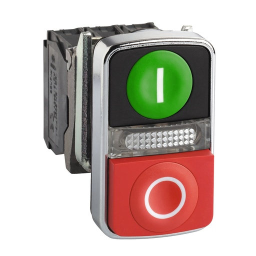 [XB4BW73731B5] PULSADOR DOBLE LUMINOSO VERDE ROJO 24V SCHNEDEIR