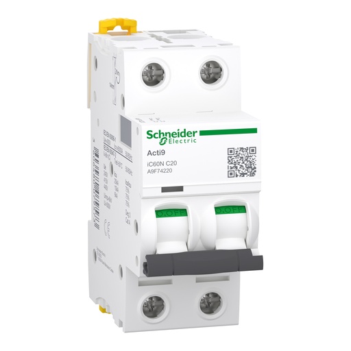 [A9F74220] AUTOMATICO 2X20A RIEL C60N SCHNEIDER