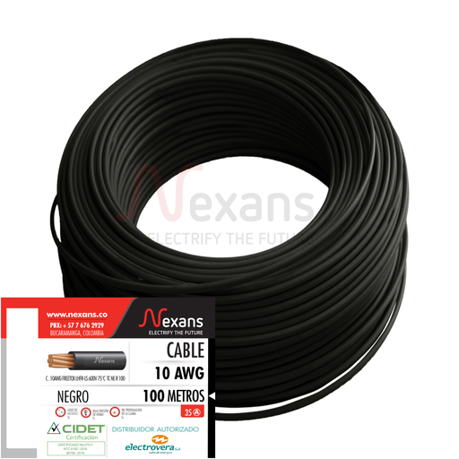 [C10NEGRO] CABLE 10 AWG LSHF NEGRO 600V 
