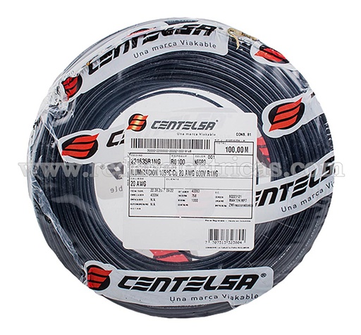 [261635-NG] CABLE 20 ILUMINACION 105C Cu 20 (J) 600V NEGRO