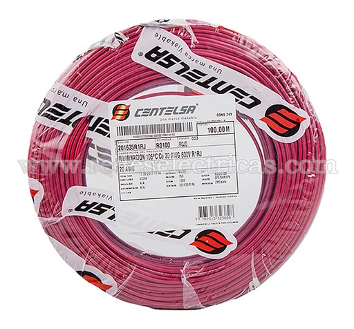 [201635-RJ] CABLE 20 ILUMINACION 105C (J) 600V ROJO CENTELSA
