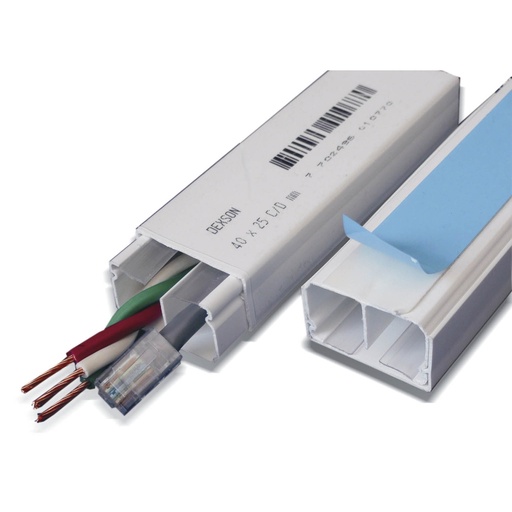 [DXN10151] CANALETA 40X25 C/ADHESIVO S/DIVISION BL DEXSON