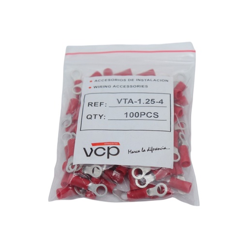 [VTA1.25-4] TERMINAL 16-22 AWG OJO 5/32 ROJO VCP