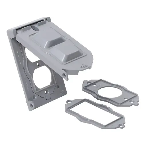 [WM1V-GY] TAPA DOBLE METALICA INTEMPERIE 3 EN 1 LEVITON